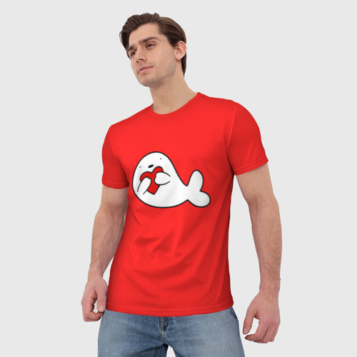Мужская футболка 3D Кит с сердечком, цвет 3D печать - фото 3