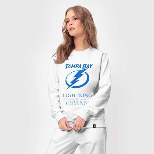 Женский костюм хлопок Tampa Bay Lightning is coming, Тампа Бэй Лайтнинг, цвет белый - фото 5