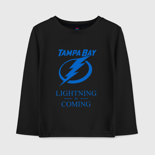 Детский лонгслив хлопок Tampa Bay Lightning is coming, Тампа Бэй Лайтнинг, цвет черный