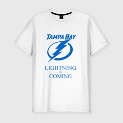 Мужская футболка хлопок Slim Tampa Bay Lightning is coming, Тампа Бэй Лайтнинг