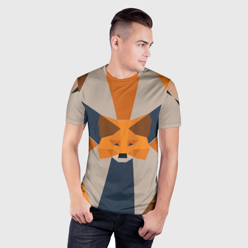 Мужская футболка 3D Slim Metamask. Крипто лиса, цвет 3D печать - фото 3