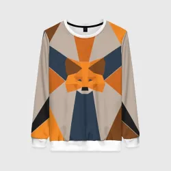 Женский свитшот 3D Metamask. Крипто лиса