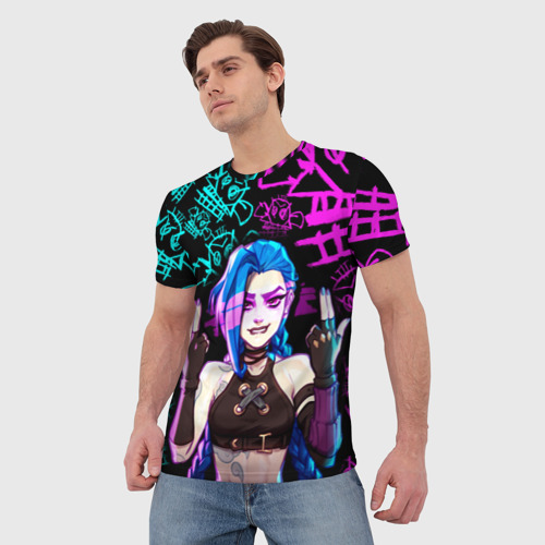 Мужская футболка 3D Jinx Джинкс neon pattern - фото 3