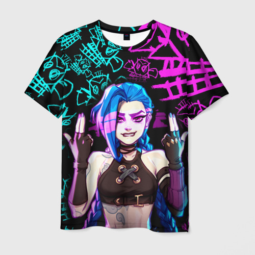 Мужская футболка 3D Jinx Джинкс neon pattern, цвет 3D печать