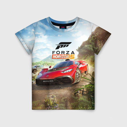 Детская футболка с принтом Forza Horizon 5 AMG, вид спереди №1