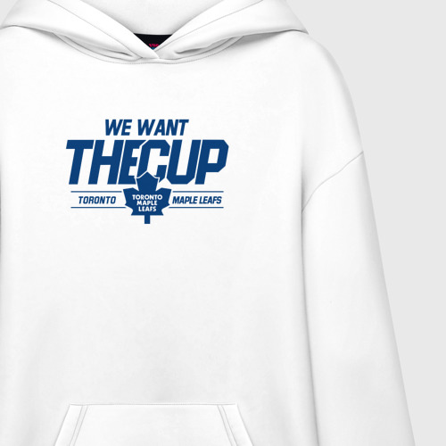 Худи SuperOversize хлопок Toronto Maple Leafs We want the cup Торонто Мейпл Лифс, цвет белый - фото 3