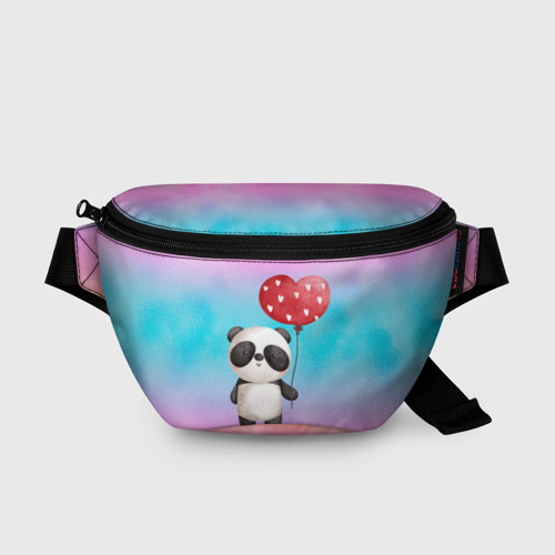 Поясная сумка 3D с принтом Маленькая панда с сердечком, вид спереди #2