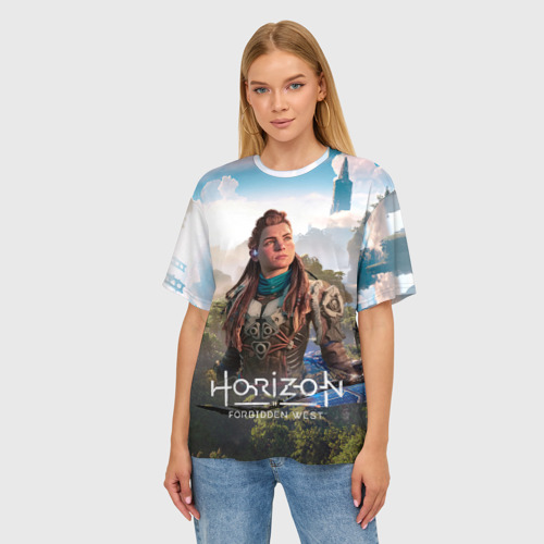 Женская футболка oversize 3D Aloy Элой Horizon, цвет 3D печать - фото 3