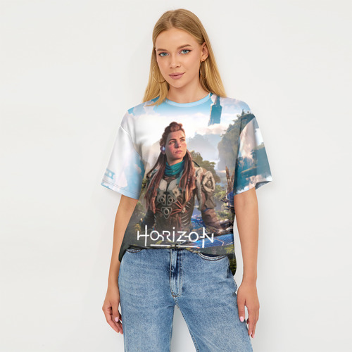 Женская футболка oversize 3D Aloy Элой Horizon, цвет 3D печать - фото 5