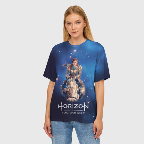 Женская футболка oversize 3D  Aloy   horizon, цвет 3D печать - фото 3