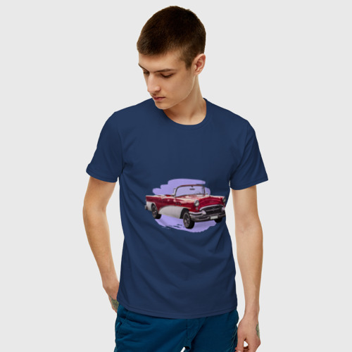Мужская футболка хлопок Винтажный кабриолет, цвет темно-синий - фото 3