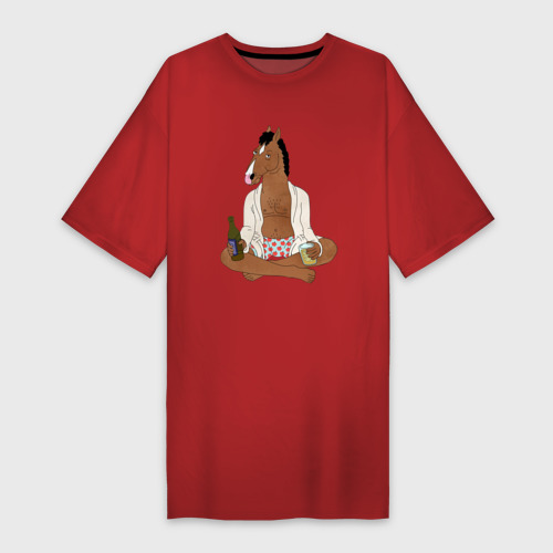 Платье-футболка хлопок Медитирующий БоДжек, цвет красный