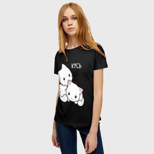 Женская футболка 3D с принтом Куcь, фото на моделе #1
