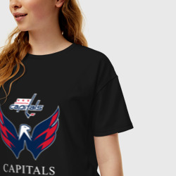 Женская футболка хлопок Oversize Washington Capitals are coming, Вашингтон Кэпиталз - фото 2