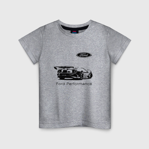 Детская футболка хлопок с принтом Ford performance - racing team, вид спереди #2
