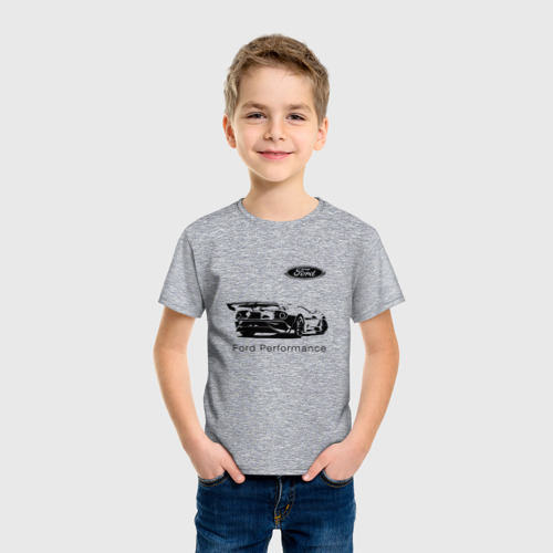 Детская футболка хлопок с принтом Ford performance - racing team, фото на моделе #1
