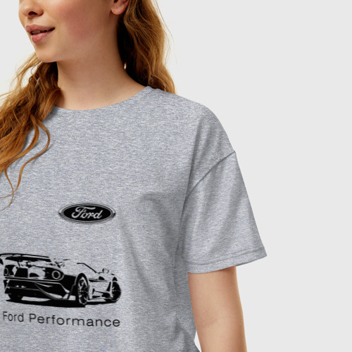 Женская футболка хлопок Oversize с принтом Ford performance - racing team, фото на моделе #1