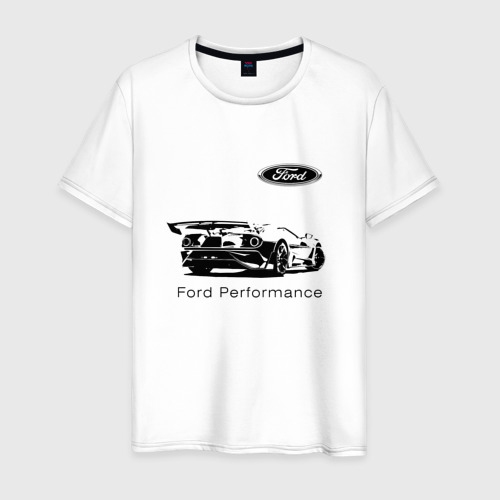 Мужская футболка из хлопка с принтом Ford performance - racing team, вид спереди №1