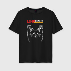 Женская футболка хлопок Oversize Limp Bizkit рок кот
