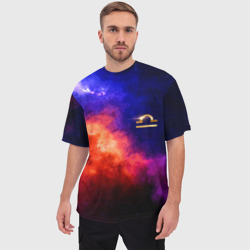 Мужская футболка oversize 3D Весы - знак в космосе - фото 2