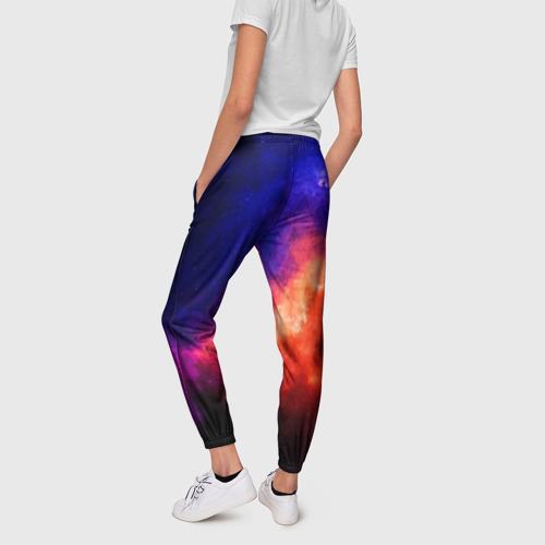 Женские брюки 3D с принтом ВОДОЛЕЙ - знак в космосе, вид сзади #2