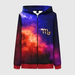 Женская толстовка 3D на молнии Скорпион - знак в космосе