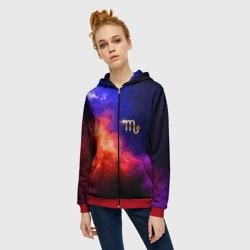 Женская толстовка 3D на молнии Скорпион - знак в космосе - фото 2