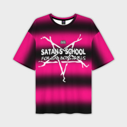 Мужская футболка oversize 3D Satan school for bad boys and girls Pink