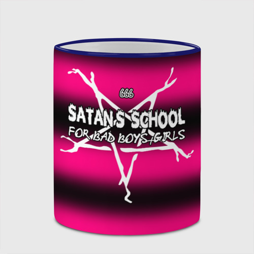 Кружка с полной запечаткой Satan school for bad boys and girls Pink, цвет Кант синий - фото 4