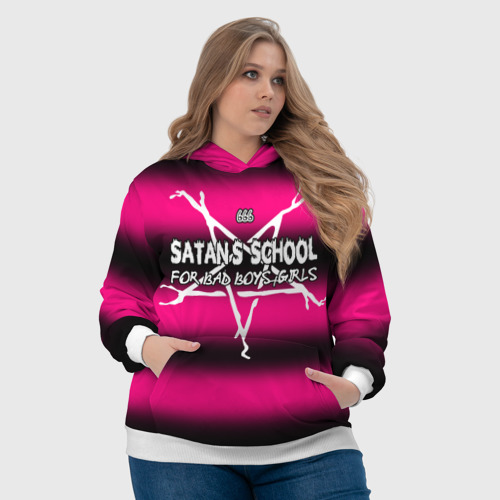 Женская толстовка 3D Satan school for bad boys and girls Pink, цвет 3D печать - фото 6