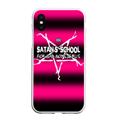 Чехол для iPhone XS Max матовый Satan school for bad boys and girls Pink, цвет белый