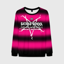 Мужской свитшот 3D Satan school for bad boys and girls Pink