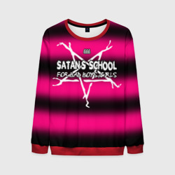 Мужской свитшот 3D Satan school for bad boys and girls Pink