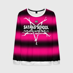 Мужской свитшот 3D Satan school for bad boys and girls Pink