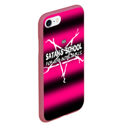 Чехол для iPhone 7/8 матовый Satan school for bad boys and girls Pink - фото 2