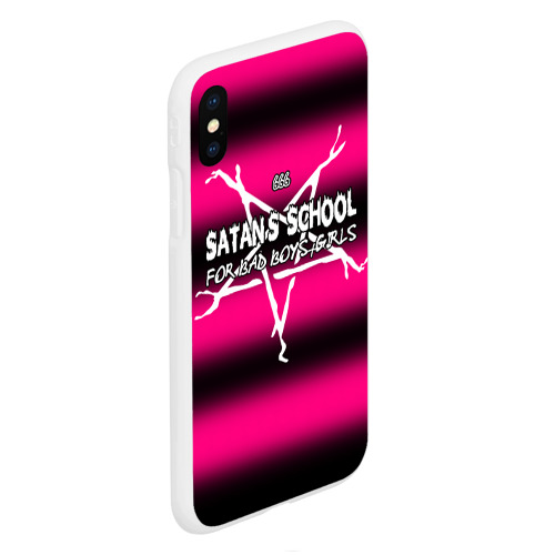 Чехол для iPhone XS Max матовый Satan school for bad boys and girls Pink, цвет белый - фото 3