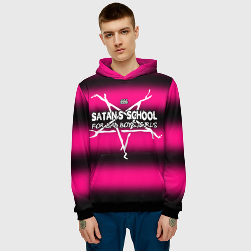 Мужская толстовка 3D Satan school for bad boys and girls Pink, цвет черный - фото 3