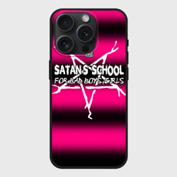 Чехол силиконовый для Apple iPhone 15 Pro матовый Satan school for bad boys and girls Pink