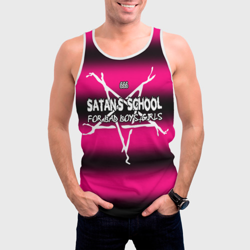Мужская майка 3D Satan school for bad boys and girls Pink, цвет 3D печать - фото 3