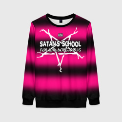Женский свитшот 3D Satan school for bad boys and girls Pink