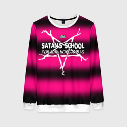 Женский свитшот 3D Satan school for bad boys and girls Pink