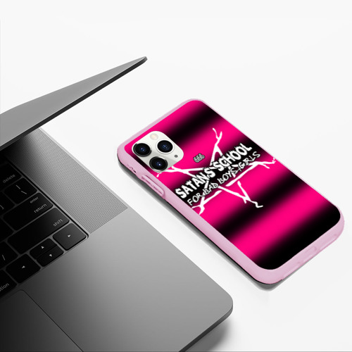 Чехол для iPhone 11 Pro Max матовый Satan school for bad boys and girls Pink, цвет розовый - фото 5