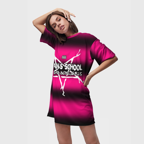Платье-футболка 3D Satan school for bad boys and girls pink, цвет 3D печать - фото 3