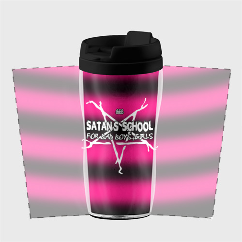 Термокружка-непроливайка Satan school for bad boys and girls Pink, цвет черный - фото 2