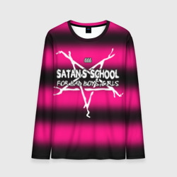 Мужской лонгслив 3D Satan school for bad boys and girls Pink