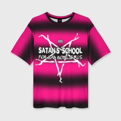 Женская футболка oversize 3D Satan school for bad boys and girls Pink