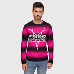 Мужской лонгслив 3D Satan school for bad boys and girls Pink - фото 2