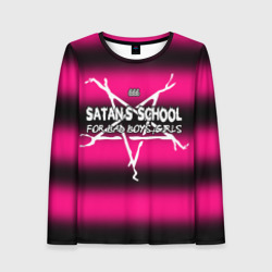 Женский лонгслив 3D Satan school for bad boys and girls Pink
