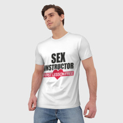 Мужская футболка 3D Секс инструктор - first lesson free - фото 2