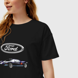 Женская футболка хлопок Oversize Ford Racing - фото 2